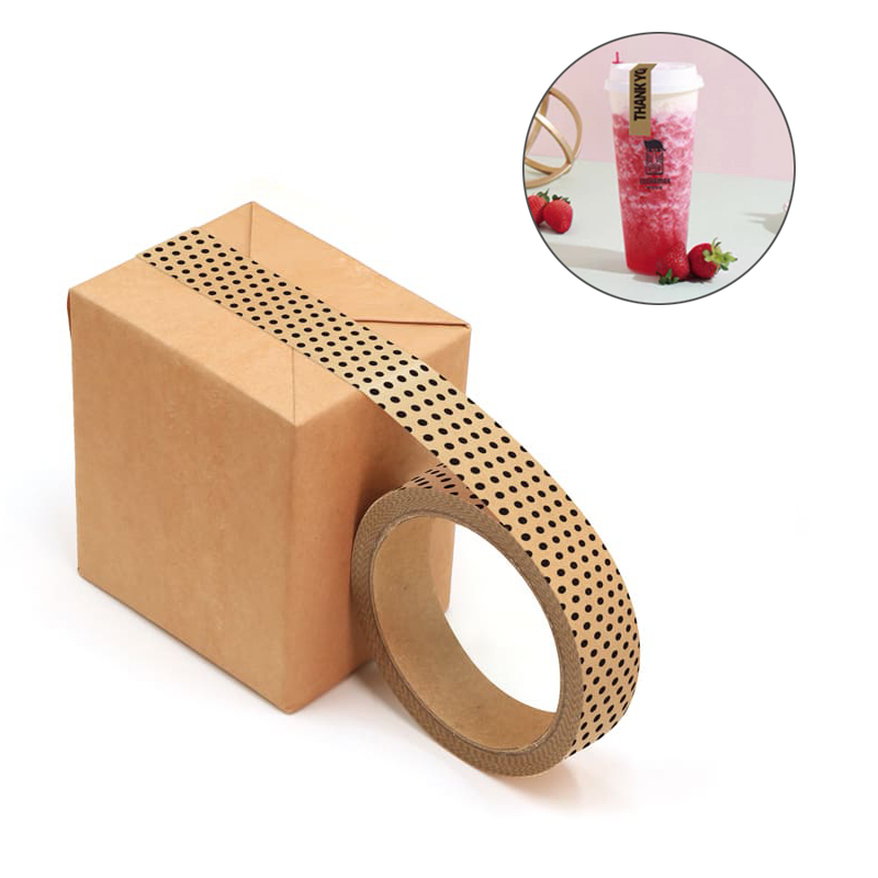 Custom Self Adhesvie Kraft Tape For Milk Tea Coffee